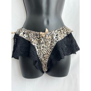 Fruit De La Passion Leopard Print Lace Trim Panties Ruffle Lingerie M Sexy Witch